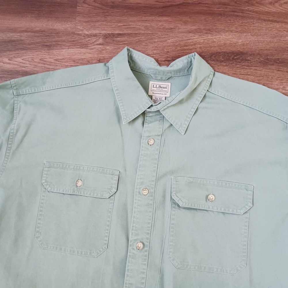 LL Bean Mens Traditional Fit Cotton Button Down Shirt Sage Green XXL 270133